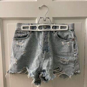 PacSun Blue Jean Shorts Distressed Raw Hem